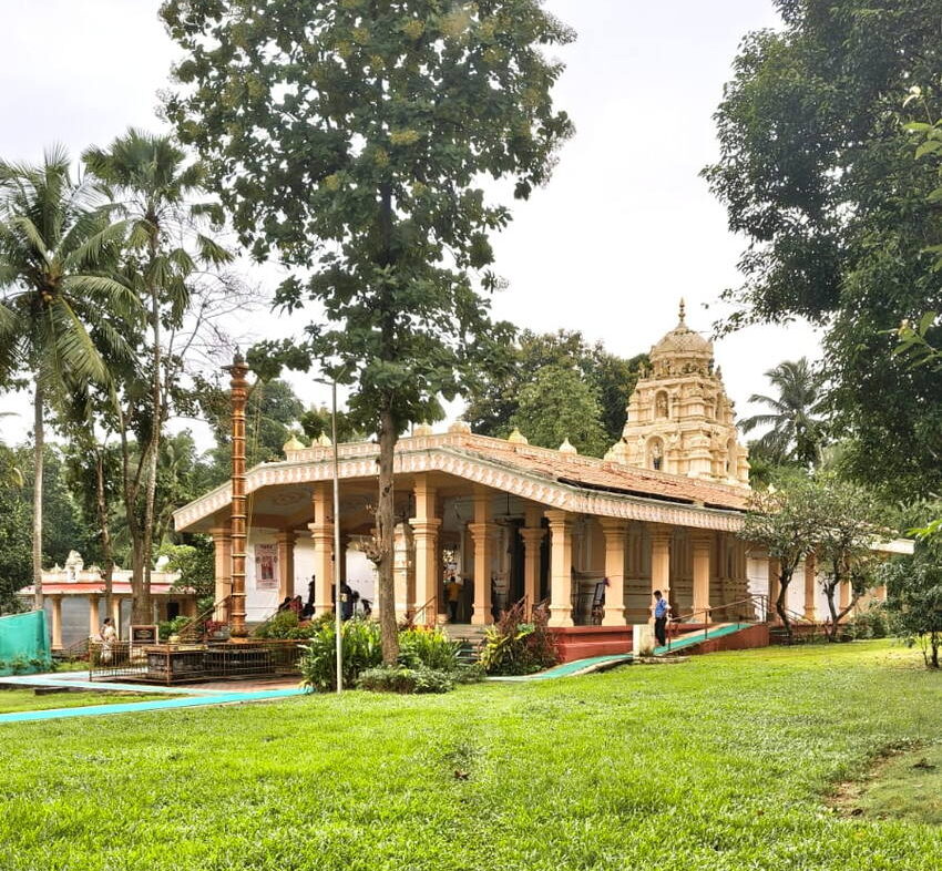 Ornate temple gopuram tower in South Goa