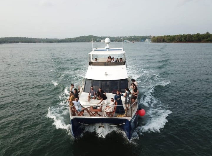 Friends on an Adventure Party Boat with jet-ski and banana ride in Goa