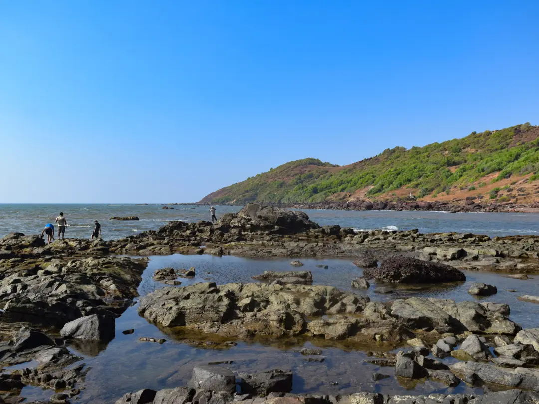 Anjuna Beach rocky coastline, North Goa