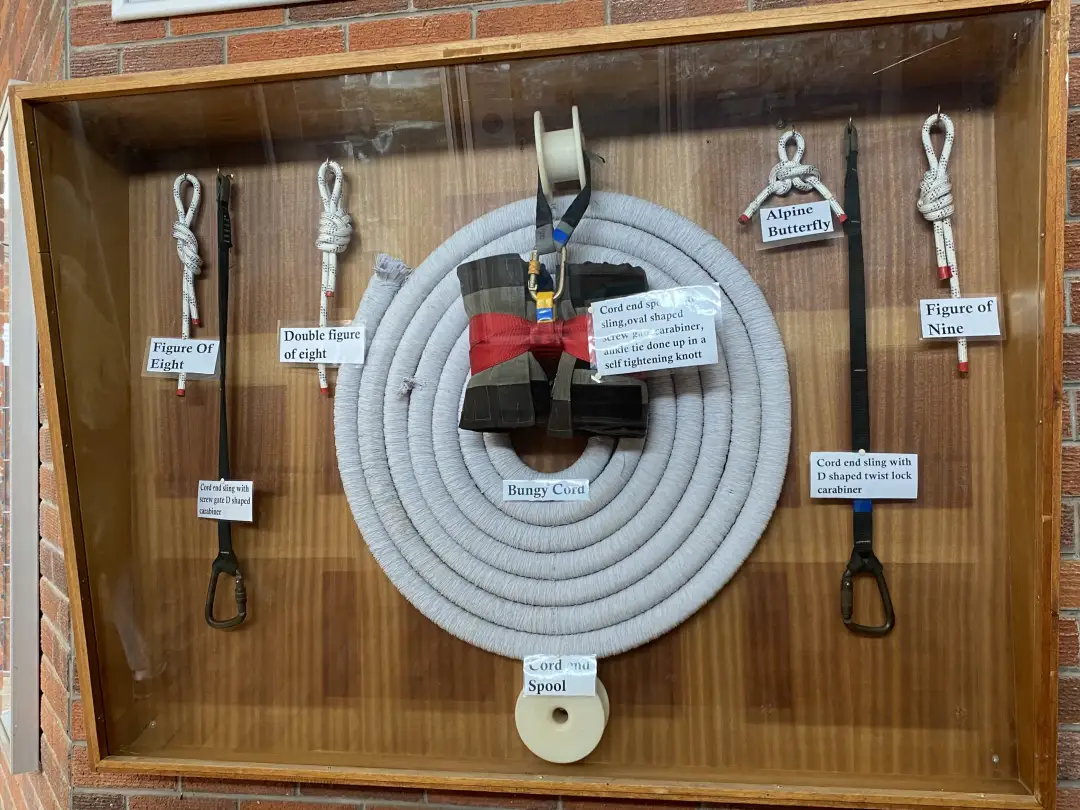 Bungee jumping harness and safety equipment setup