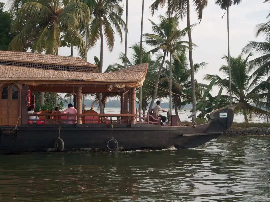 Boat on mangrove canal backwaters, Goa crocodile trip