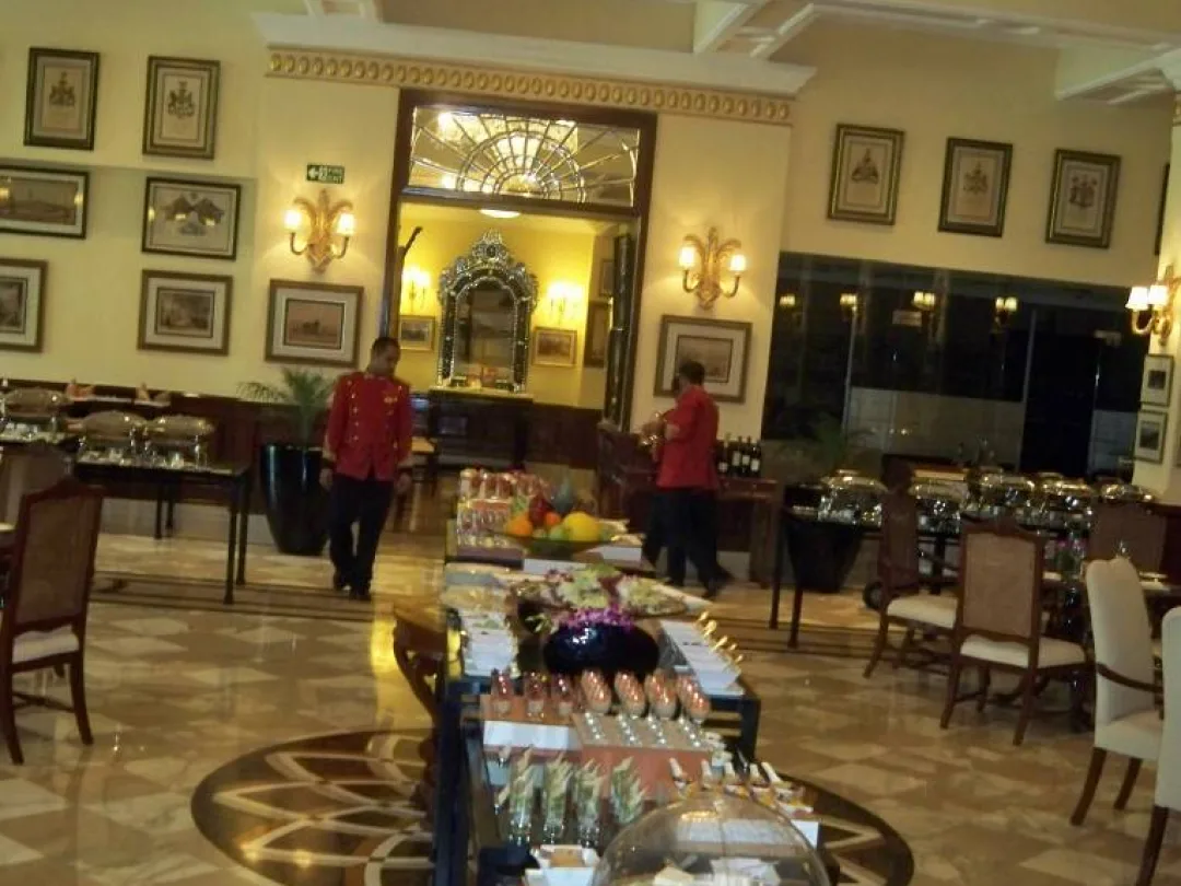 Buffet lunch and drinks spread on party boat, Goa