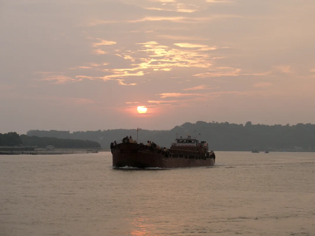 Sunset over the Mandovi River in Panaji, Goa