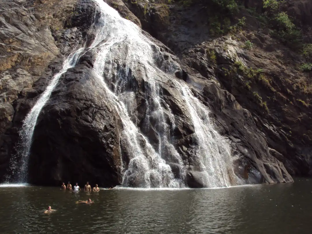 Dudhsagar milky waterfall in full monsoon flow, Goa
