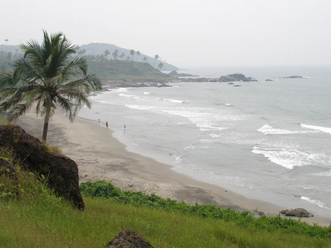 Vagator Beach with red cliffs, North Goa